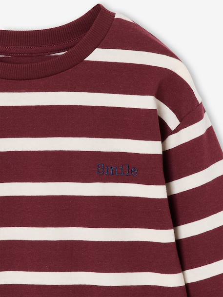 Striped Long-Sleeved T-Shirt for Boys bordeaux red+ecru+night blue 