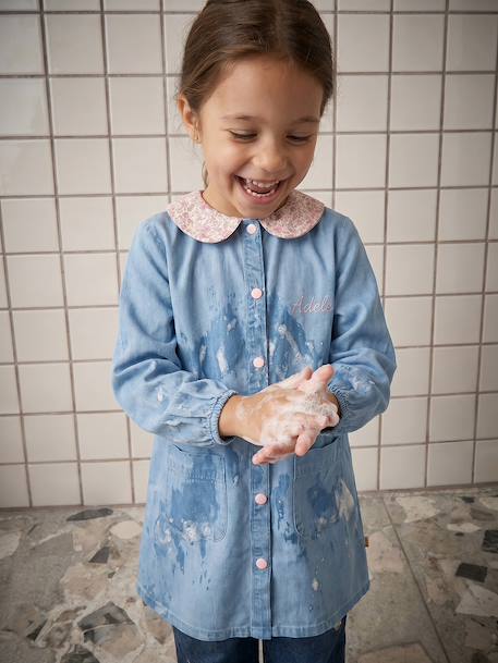 Customisable smock for girls denim blue 