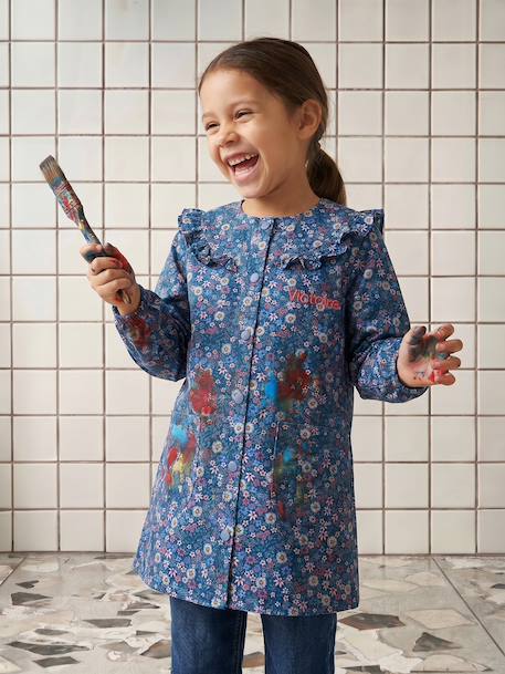 Customisable smock for girls deep blue 