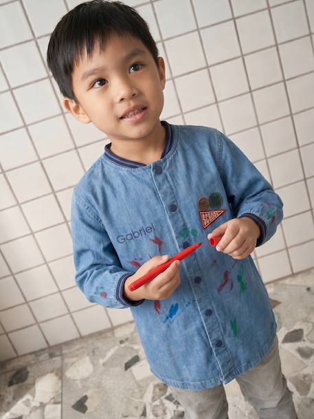 Customisable school smock for boys denim blue 