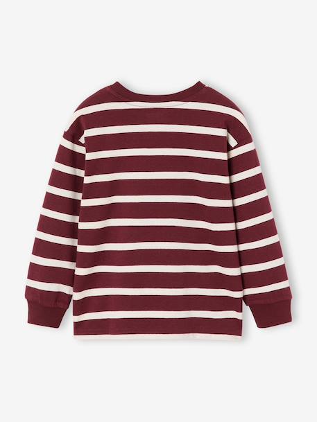 Striped Long-Sleeved T-Shirt for Boys bordeaux red+ecru+night blue 