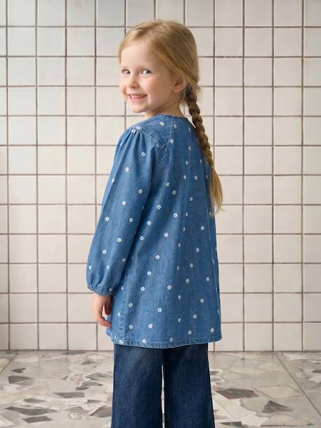 Customisable smock for girls denim blue 