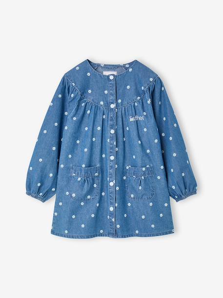 Customisable smock for girls denim blue 