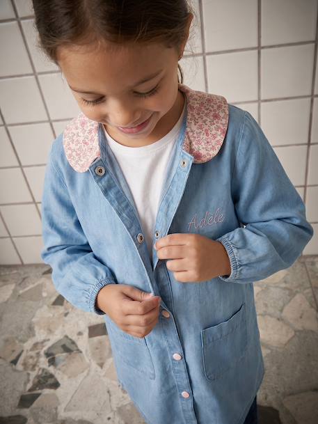 Customisable smock for girls denim blue 