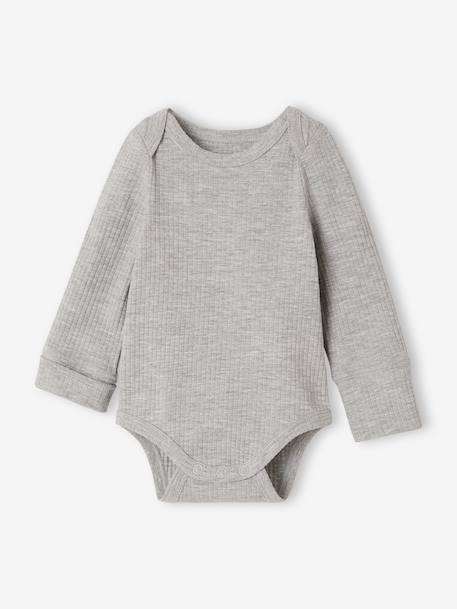 Pack of 3 long-sleeved bodysuits for baby caramel 