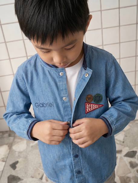 Customisable school smock for boys denim blue 