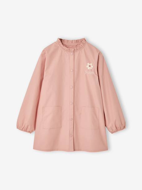 Customisable snap-fastening school smock for girls rosy 