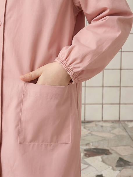 Customisable snap-fastening school smock for girls rosy 
