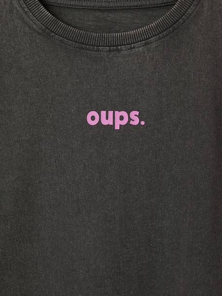 Long-sleeved T-shirt for girls anthracite+ecru+old rose 