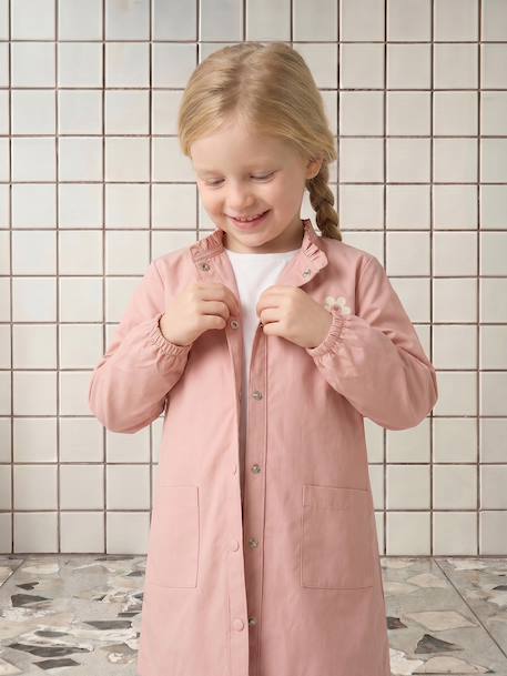 Customisable snap-fastening school smock for girls rosy 