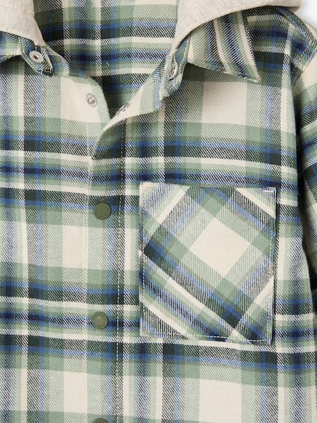 2-in-1 Two Fabric Shirt for Boys chequered green+chequered white 