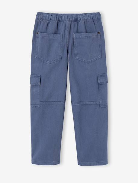 Cargo trousers for boys denim blue+olive 