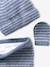 Baby boys hat, snood and mittens set ocean blue+taupe 