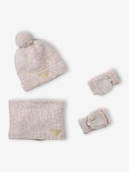 Girls-Accessories-"Heart" Beanie + Snood + Gloves/Mittens Set for Girls