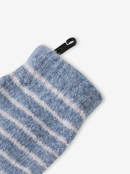 Baby boys hat, snood and mittens set ocean blue+taupe 