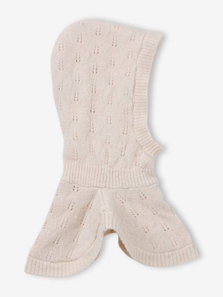 Baby girls balaclava and mittens set ecru 
