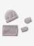 Baby boys hat, snood and mittens set ocean blue+taupe 