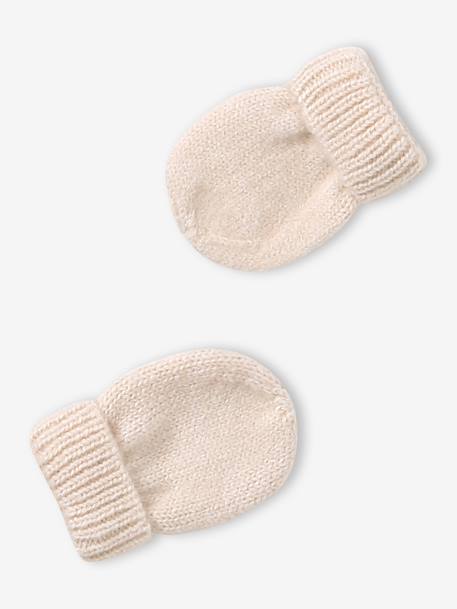 Baby girls balaclava and mittens set ecru 