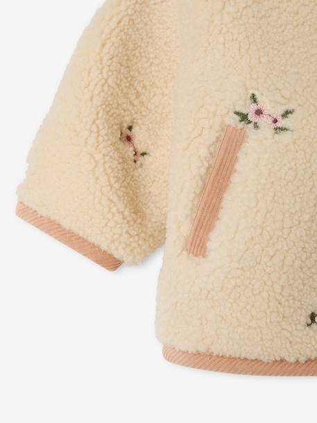 Hooded sherpa coat for baby girls vanilla 