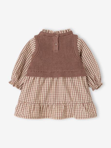 2-in-1 long-sleeved dress for baby chocolate 