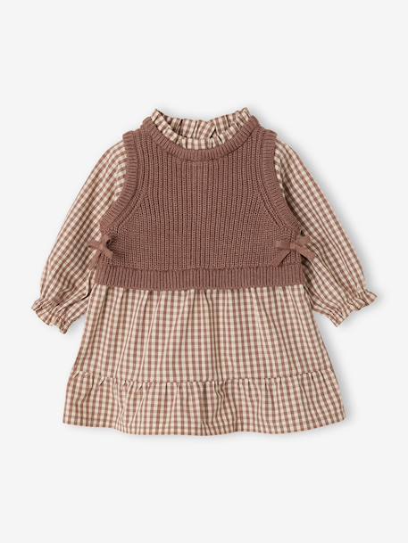 2-in-1 long-sleeved dress for baby chocolate 