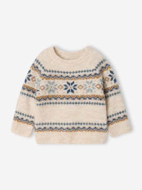 Long-sleeved jumper for baby boys marl beige 