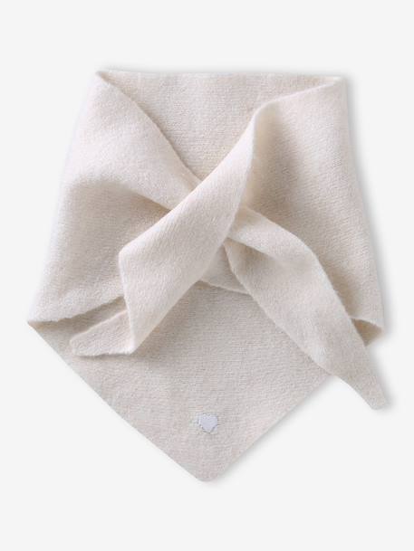 Triangle knit scarf for girls ecru 