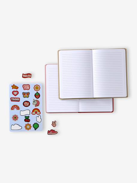 Pack of 2 notebooks and paper stickers navy blue+pale pink 