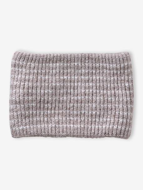 Baby boys hat, snood and mittens set ocean blue+taupe 