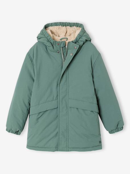 Hooded Sherpa-Lined Parka for Boys black+khaki+sage green 