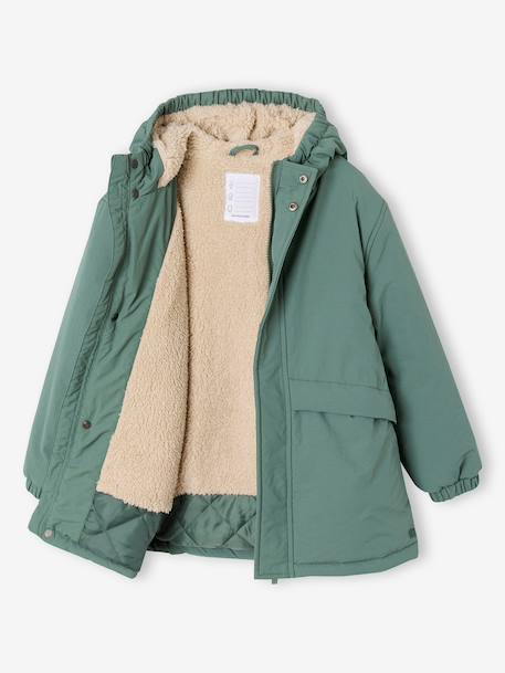 Hooded Sherpa-Lined Parka for Boys black+khaki+sage green 
