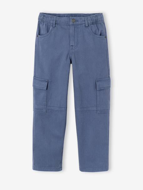 Cargo trousers for boys denim blue+olive 