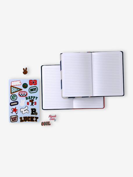 Pack of 2 notebooks and paper stickers navy blue+pale pink 