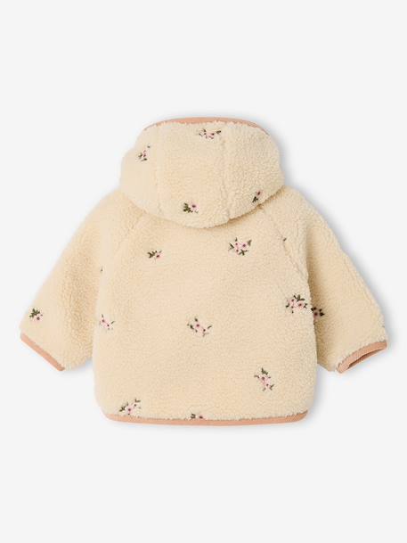 Hooded sherpa coat for baby girls vanilla 