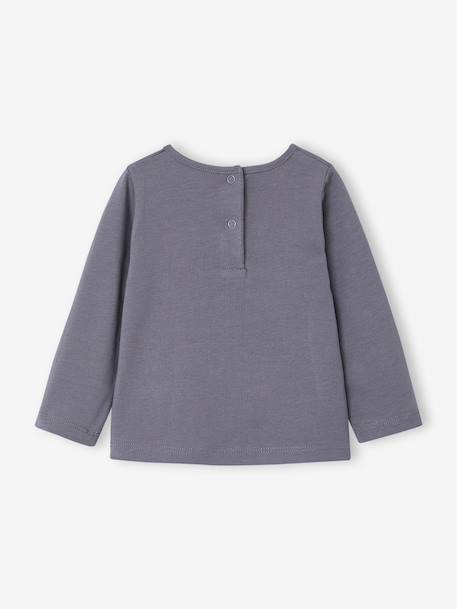 Long-sleeved T-shirt for baby girls grey blue+pale pink 