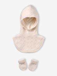 Baby girls balaclava and mittens set