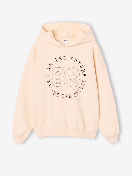 Hooded sweatshirt for girls ecru 