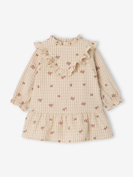 Long-sleeved dress for baby girls ecru 