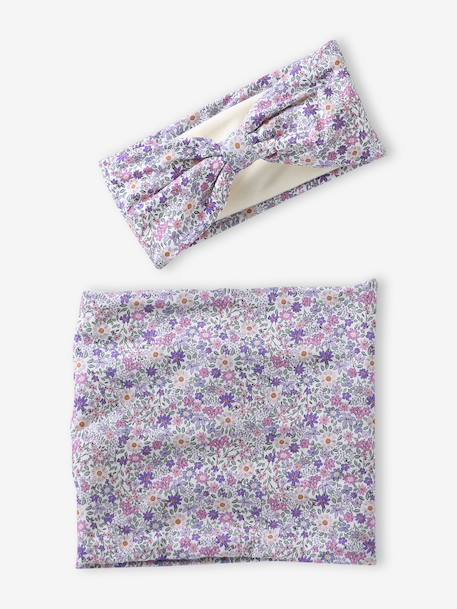 Girls's headband and snood set soft lilac 