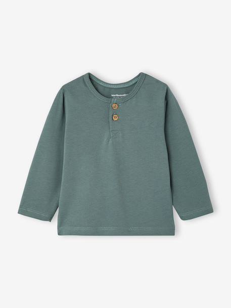 Pack of 2 long-sleeved T-shirts for baby cocoa+emerald green 