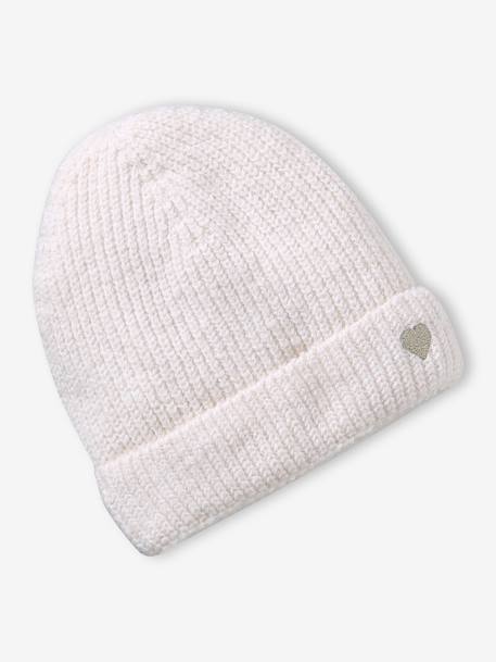 Ribbed hat for girls ecru+navy blue 