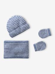 Baby boys hat, snood and mittens set