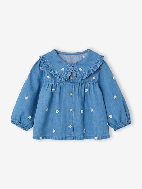 Denim blouse with long sleeves for baby girls stone 