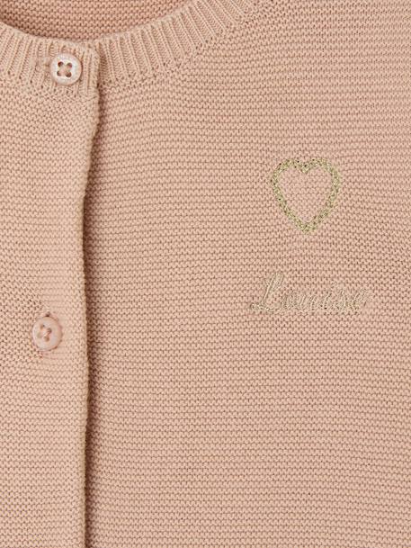 Cardigan with Golden Embroidered Heart, for Babies beige+old rose+WHITE LIGHT SOLID WITH DESIGN 