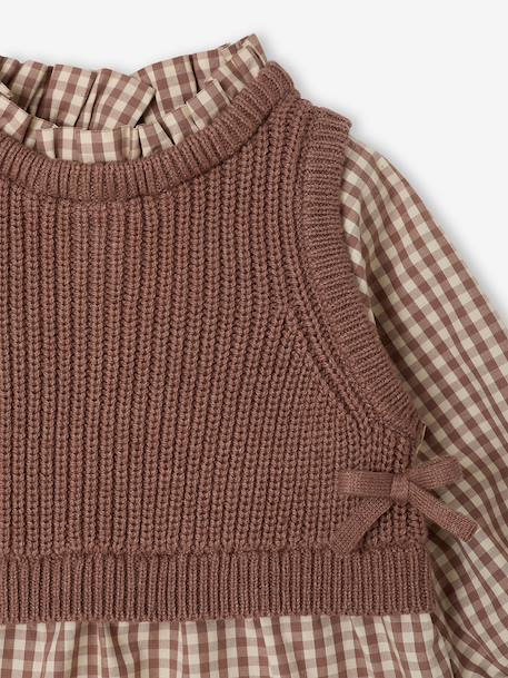 2-in-1 long-sleeved dress for baby chocolate 