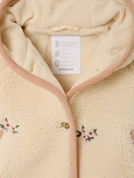 Hooded sherpa coat for baby girls vanilla 