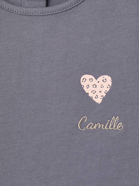 Long-sleeved T-shirt for baby girls grey blue+pale pink 