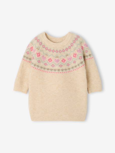 Long-sleeved knitted dress for baby girls vanilla 