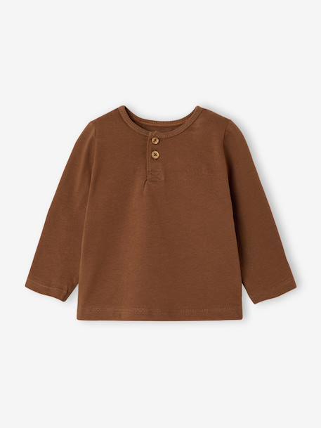 Pack of 2 long-sleeved T-shirts for baby cocoa+emerald green 