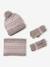 Knitted hat, snood and gloves set for girls mocha 